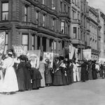 A crowd of women representing the various professions on a Women's Suffrage Movement parade through New York City. (Getty)